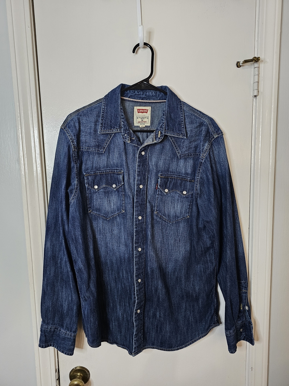 Levi's Dark Blue Denim Western Shirt Size Medium